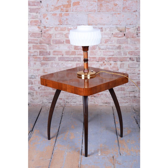 Mid-Century Table Lamp in Walnut, Brass and Glass, Czech, 1960s For Sale - Image 11 of 12