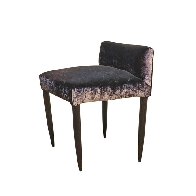 Mid-Century Modern Vintage Iridescent Velvet Bench, Italy, 1950s For Sale - Image 3 of 7
