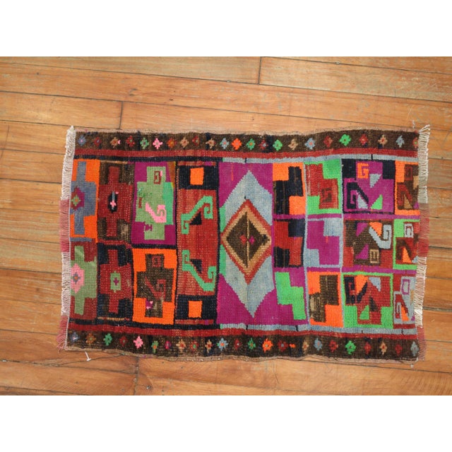 Contemporary Dazzling Eclectic Turkish Anatolian Mat Size Rug, Mid-20th Century For Sale - Image 3 of 6