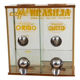 Antique Brasilia Glass and Metal Coffee Dispenser For Sale