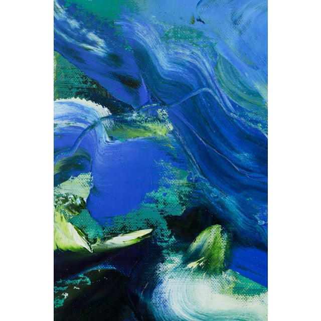 Abstract "Underwater / Orange and Blue" Large Abstract Oil Painting by Simon Findlay For Sale - Image 3 of 11