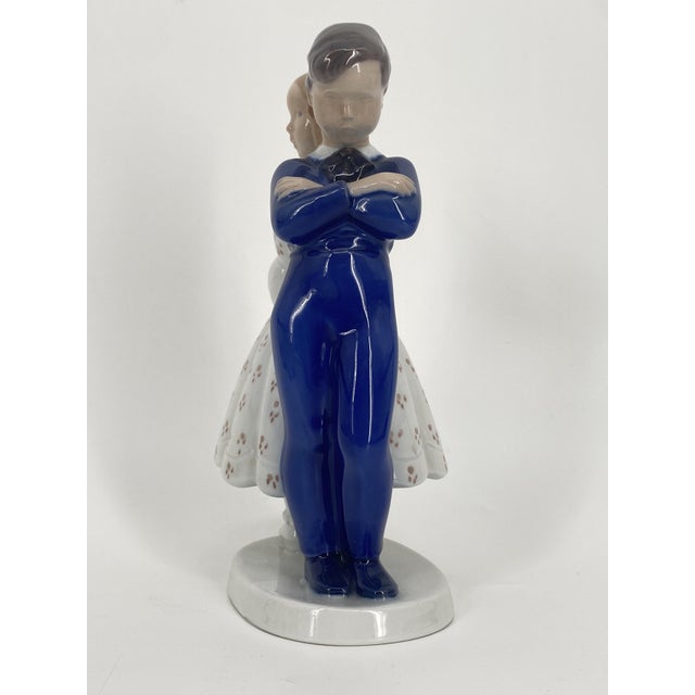 Blue Porcelain Girl and Boy by Claire Weiss for Bing & Grondahl, Denmark, 1970s For Sale - Image 8 of 14