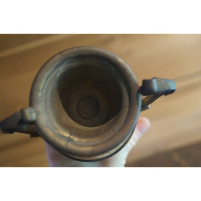 Metal Early 1900s French Onyx and Bronze Mantle Urns - A Pair For Sale - Image 7 of 11