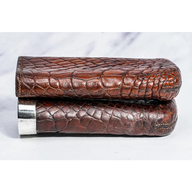 Handsome English Antique Victorian Leather Sterling Silver Cigar Case Holder For Sale - Image 9 of 13