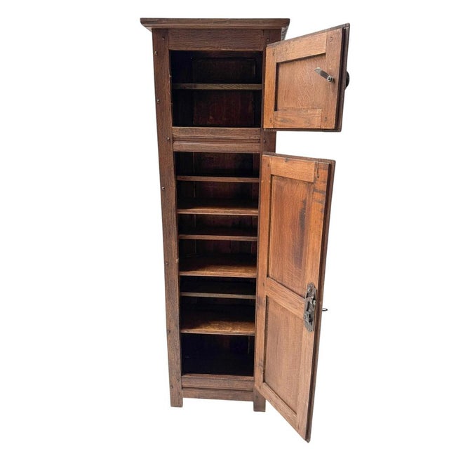 Stunning and primitive Brutalist Rustic Wabi Wabi cupboard.Striking Dutch design from the 1970s.Solid oak base with...