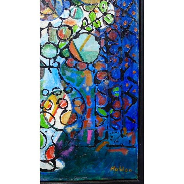 Contemporary "Stained Glass Vase" Contemporary Oil Painting by Martha Holden, Framed For Sale - Image 3 of 4