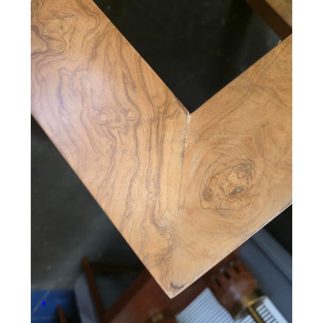 Milo Baughman Style Burl Wood Parsons End Table For Sale In Miami - Image 6 of 7