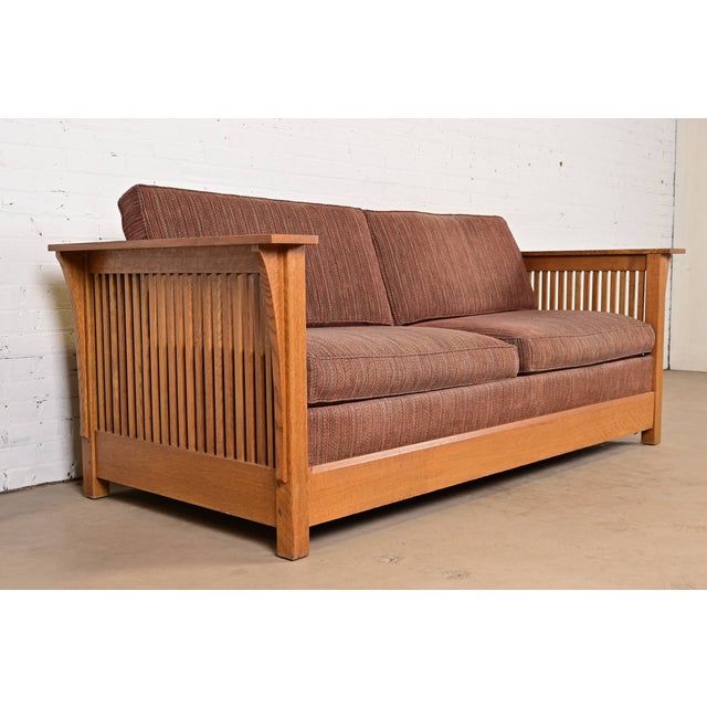 Stickley Mission Oak Arts and Crafts Spindle Sleeper Sofa For Sale - Image 18 of 18
