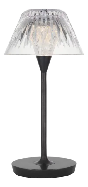 Waterford by Visual Comfort Signature Blaze 12" Rechargeable Table Lamp in Bronze with Clear Crystal