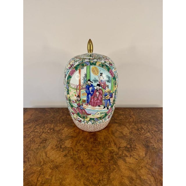 Chinese Famille Rose Vase and Cover, 1920s For Sale - Image 3 of 8