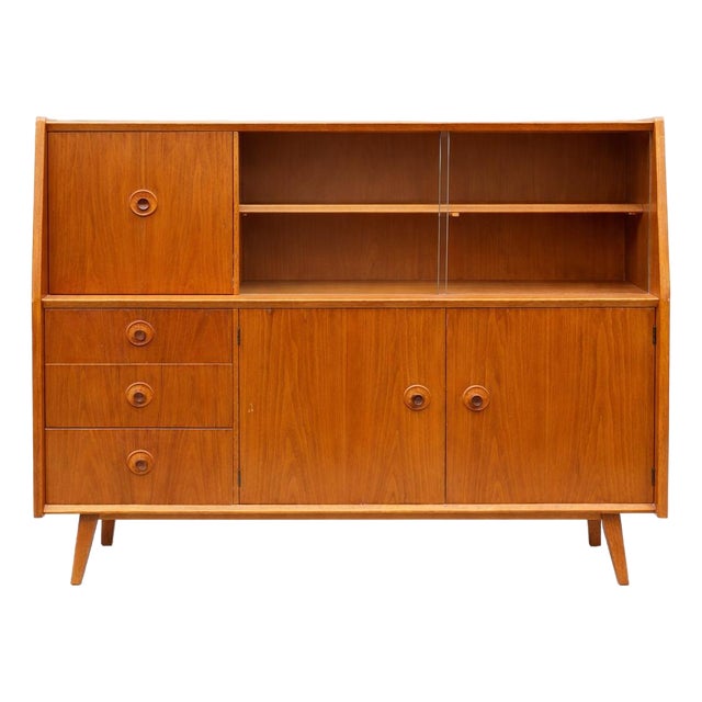Mid-Century Oak and Walnut Drinks Cabinet from Priory For Sale