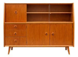 Mid-Century Oak and Walnut Drinks Cabinet from Priory