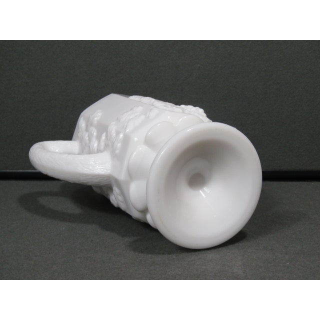 1960s Westmoreland Milk Glass Pitcher With 5 Goblets, Grape & Vine Relief, Nos For Sale - Image 10 of 12
