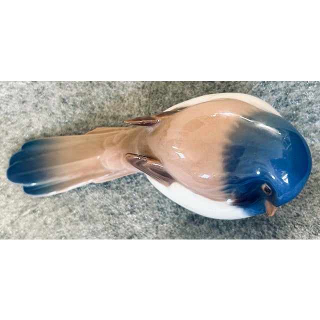 Blue tit bird porcelain figurine model 1635 made by artist Dahl-Jensen at Bing & Grondahl, B & G, in Copenhagen. Maker's...