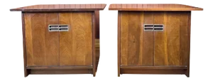 Mid Century Walnut Nightstands Made by Johnson Furniture Co