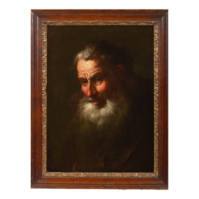 German Master Artist, Portrait of an Elderly Bearded Man, 18th Century, Oil Painting on Canvas For Sale