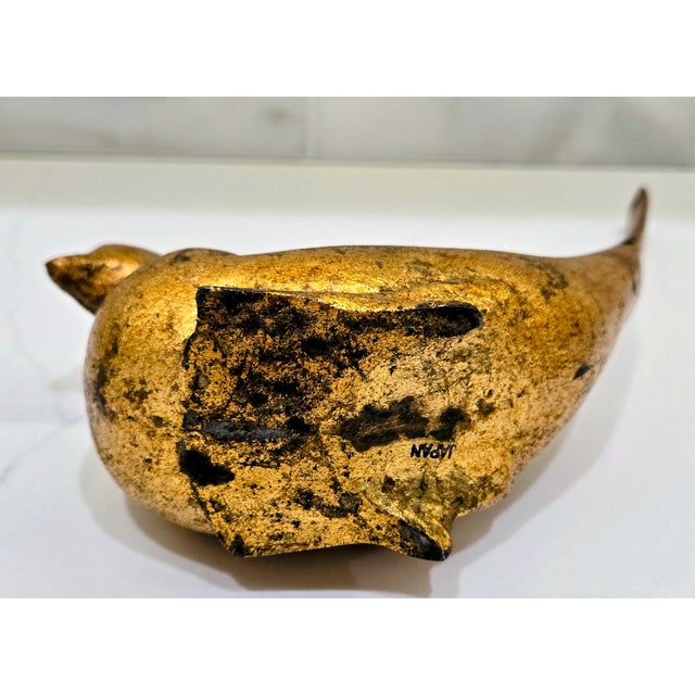 Mid-Century Japanese Gilt Cast Iron Pheasant Form Incense Burner For Sale - Image 9 of 10