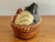 Vintage Papier-Mâché Cat Basket Trinket Box For Sale - Image 6 of 9