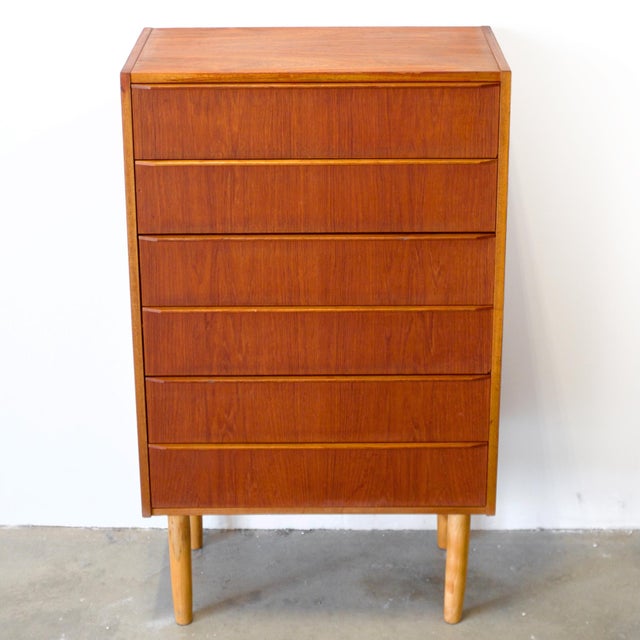 1950s Danish Teak Six Drawer Dresser For Sale - Image 5 of 9
