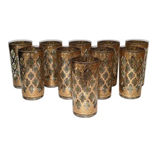 Mid-Century Culver Valencia Highball Glasses- Set of 10 For Sale