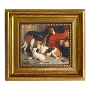 A Couple of Fox Hounds 5x6" Print on Canvas in Antiqued Gold Frame