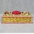 Long rectangular shell encrusted box. Carefully applied shells decorate the top and bottom edges of this red board box in...