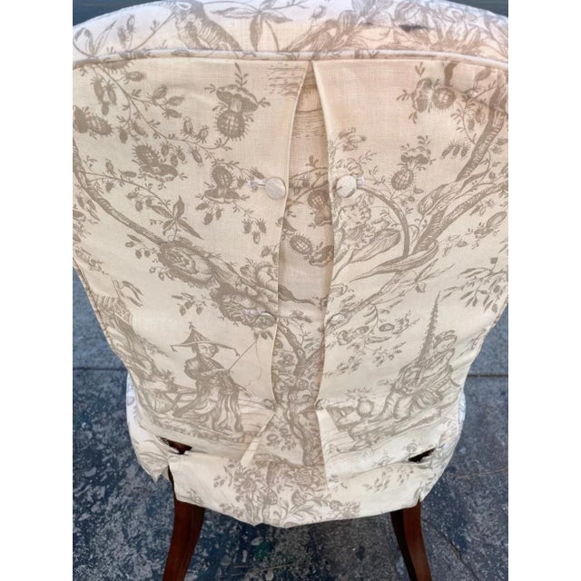 1970s White Muslin Arm & Side Dining Chairs - Set of 6 For Sale - Image 9 of 13