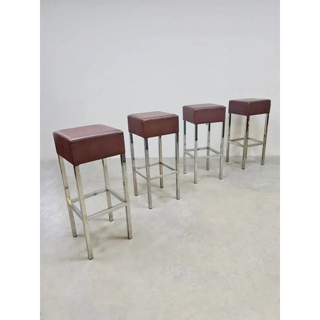 4 or a kind! Crazy set of chrome bar stools. Period: 80s. Very stylishly designed beautifully in a vintage as a modern...