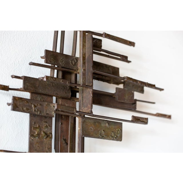 Jack Boyd Hand Forged Steel and Bronze Textured Wall Sculpture, Late 1960s For Sale - Image 9 of 12