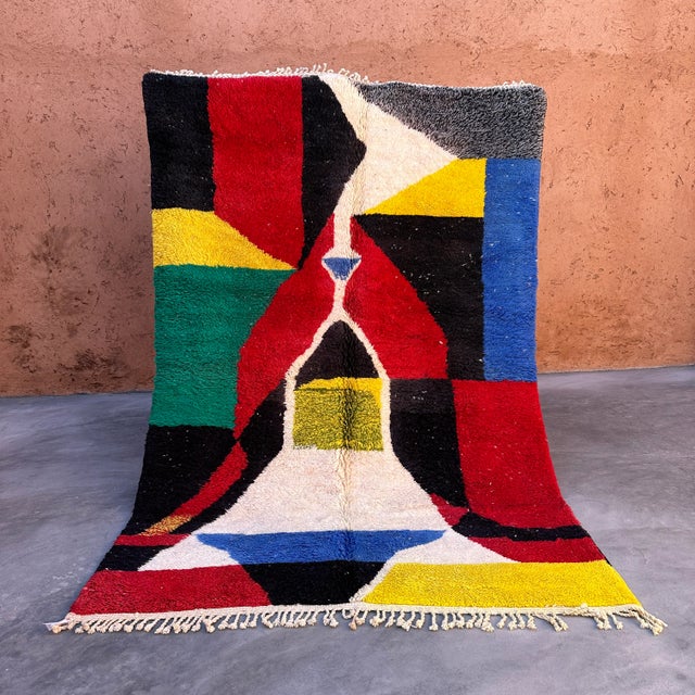 Red Colorful Moroccan Contemporary Rug - 6'3" X 9'3" Ft For Sale - Image 8 of 10