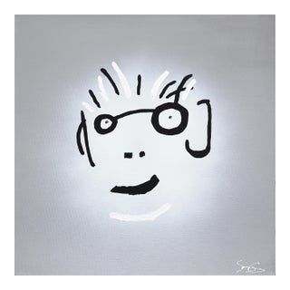 Spike Head - Abstract Quirky Figurative Portrait Mixed Media Art on Canvas Original Artwork by Soren Grau For Sale