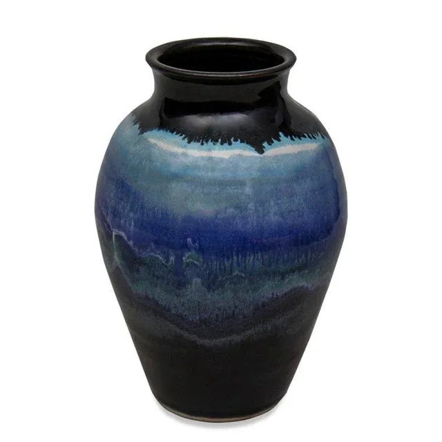 Mid-Century Modern Vintage Italian Signed Drip Swirl Glaze Ceramic Pottery Vase For Sale - Image 3 of 5