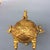 Gilded Bronze Lion Incense Burner, Foo Dog Finial & Carved Relief Lions, Chinoiserie Lidded Censer With Matching Stand For Sale In Los Angeles - Image 6 of 9