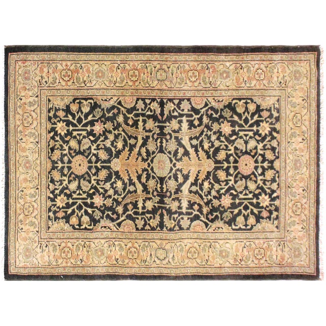 Shabby Chic Charcoal/Tan Wool Rug - 3'2'' X 4'11'' For Sale - Image 9 of 10