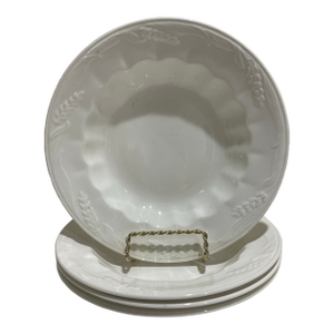 Vintage English Ironstone Bowls - Set of 4 - Whjite Wheat Pattern