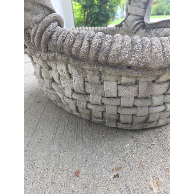 Mid 20th Century Vintage Cement Garden Planter Basket For Sale - Image 5 of 13