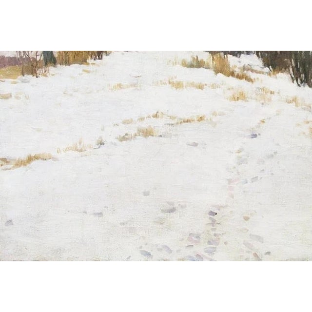 Winter Impressionism Oil Painting, Ukrainian Art 1951 For Sale - Image 4 of 6