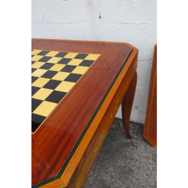 Italian Inlay Multi Games Table Changeable Tops Chess Backgammon Roulette 6036 For Sale - Image 17 of 18