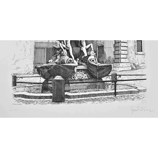 Turtle Fountain - Rome is an artwork realized by Giuseppe Malandrino. Original print in etching technique. Hand-signed by...