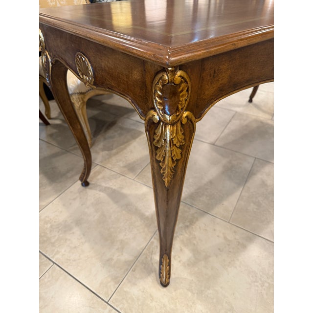 French French Walnut Writing Table/Desk With Gilt Accents For Sale - Image 3 of 15