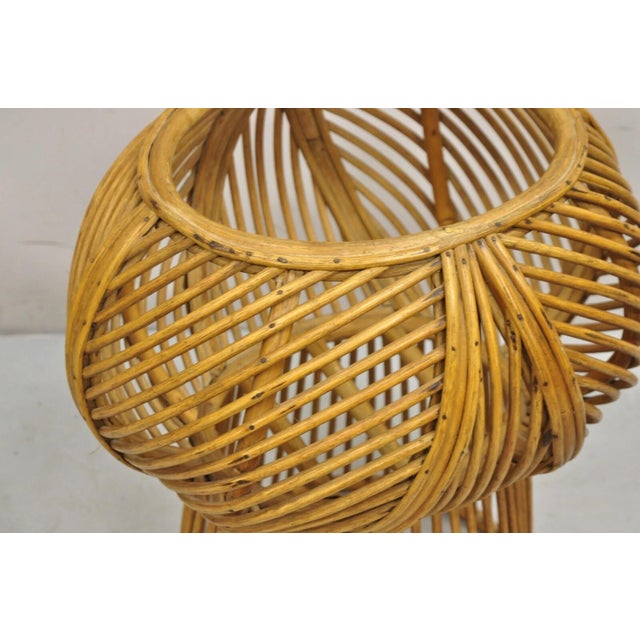 Franco Albini Vintage Mid Century Modern Woven Wicker Franco Albini Style Rattan Plant Stand For Sale - Image 4 of 11