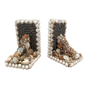 1970s Shell Encrusted Bookends - a Pair