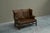 English Tufted Wingback Settee in Patinated Leather, 1900 For Sale - Image 10 of 17