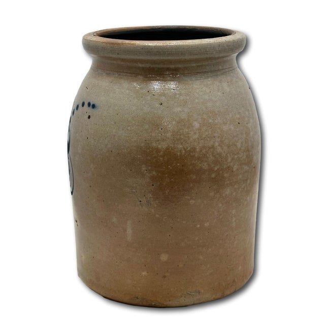 Hard to Find Small 1 Gallon Size Antique American Blue Decorated Stoneware Butter Churn - Circa Mid 1800s For Sale - Image 15 of 18