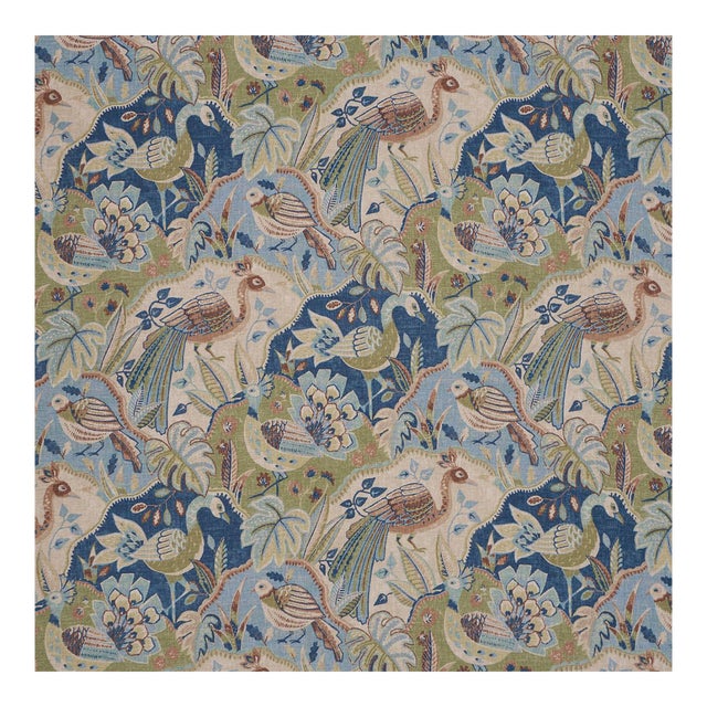 Schumacher Soraya Fabric in Blue For Sale