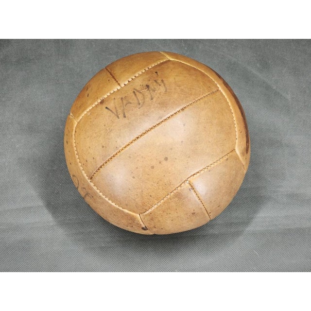 Industrial Vintage Leather Medicine Balls, Czechoslovakia 1950s, Set of 2 For Sale - Image 3 of 9