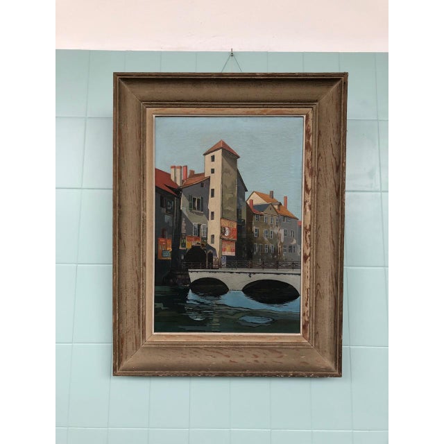 French Artist, Annecy Le Pont Morens, 1960s, Oil Painting on Panel, Framed For Sale - Image 15 of 15