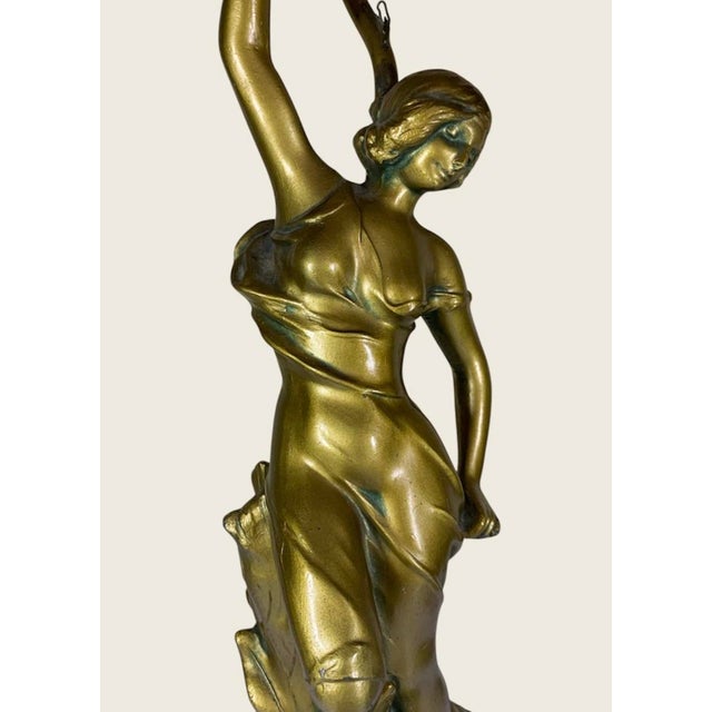 Art Nouveau Lady Nautilus Shell Lamp Circa 1900 For Sale - Image 4 of 5