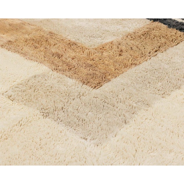 Textile Oversized Modernist Geometric Hand-Knotted Wool Rug | 15'3" X 11'7" | One of a Kind For Sale - Image 7 of 8