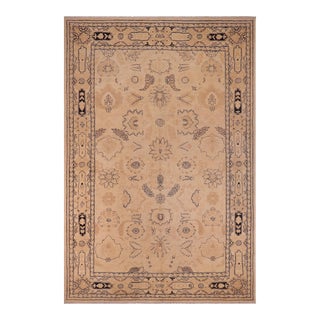 Classic Ziegler Beige Tan Hand-Knotted Wool Rug - 9'2'' X 11'11'' For Sale